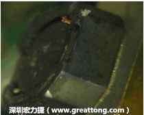 使用銀(Ag)鍍層的電源電感器(Power Inductors)，經(jīng)過推力測試后，零件端點上已經(jīng)看不到任何鍍層的痕跡了，所以其耐推力就比較小。