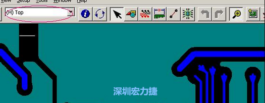如果圖形像下圖一樣無法顯示鉆孔，只須圖（186）將紅色圈住的活動層改為當(dāng)前顯示層即可。