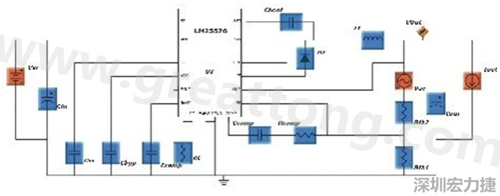 參考圖1的電流通路：把FET在導(dǎo)通狀態(tài)下流經(jīng)的通路標(biāo)記為紅色；把FET在關(guān)斷狀態(tài)下的迴路標(biāo)記為綠色。