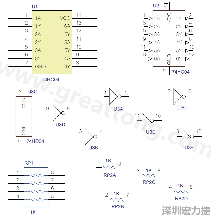 圖1 半導(dǎo)體元件供應(yīng)商所畫的電路圖符號(hào)是模擬元件的接腳圖，而非訊號(hào)流程。