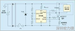 圖1：一個(gè)簡(jiǎn)單的-48V熱插拔電路。