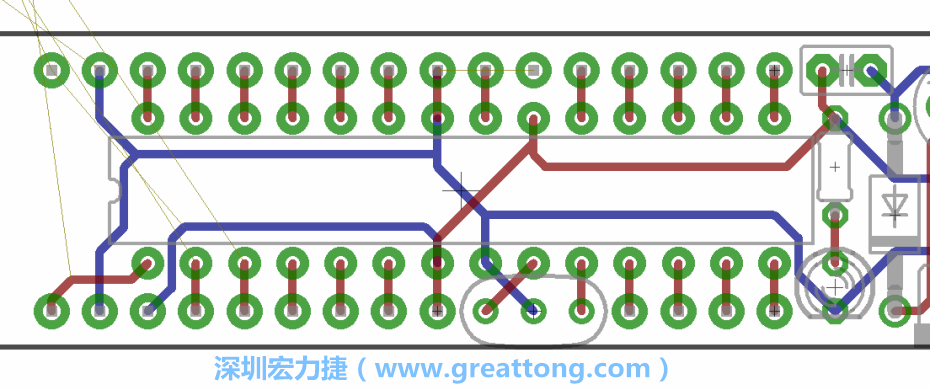 如果可以的話盡量讓接地線保持在電路板的背面，這樣它們就可以在可能范圍內(nèi)和最大的接地面連結(jié)在一起。
