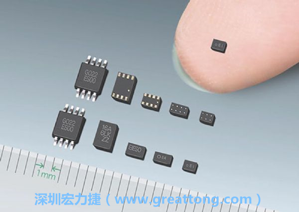 常規(guī)IC與WLP制作的封裝設(shè)計(jì)元件，尺寸有極大的差異，WLP僅需晶粒尺寸就有相同的電氣特性。